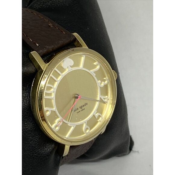 Kate Spade 0403 Women's Brown Leather Analog Gold Dial Quartz Wrist Watch XX600 - Picture 5 of 12